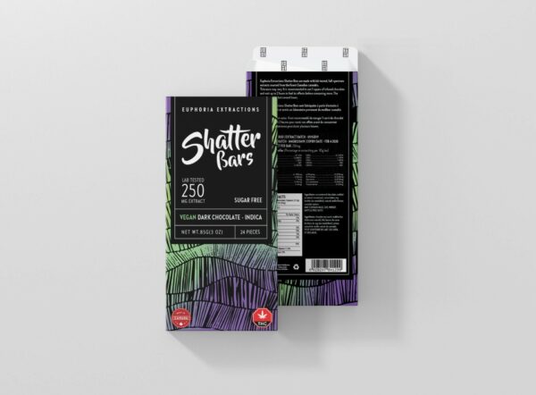Euphoria Extractions – Shatter Bars – Vegan Dark Chocolate (Sugar Free) – Indica – 250mg THC | BudExpressNow Canada