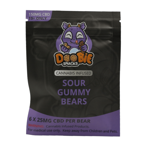 Doobie Snacks – CBD Sour Gummy Bears – 150mg CBD | BudExpressNow Canada